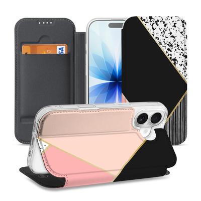 Apple iPhone 17 | Book Case | Black Pink Shapes