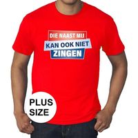 Grote maten Kan ook niet zingen shirt rood heren