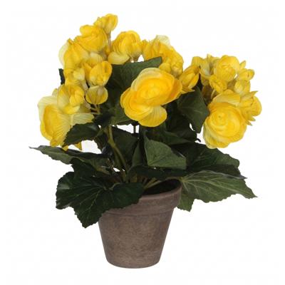 Mica Decoration Kunstplant - begonia - geel - in pot - 25 cm - nepplanten