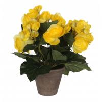 Mica Decoration Kunstplant - begonia - geel - in pot - 25 cm - nepplanten