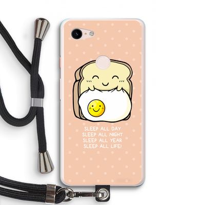 Sleep All Day: Pixel 3 XL Transparant Hoesje met koord