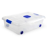 Plasticforte Opslagbak/box met deksel - 1x - 31L - 62 x 45 x 18 cm - transparant - met wielen