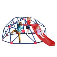 Klimkoepel met Glijbaan Klimrek in Koepelvorm met Stoffen Platform Outdoor en Indoor Speelplaats voor 3-10 Jaar Rood