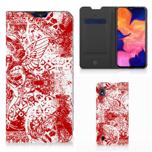 Mobiel BookCase Samsung Galaxy A10 Angel Skull Rood