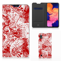 Mobiel BookCase Samsung Galaxy A10 Angel Skull Rood - thumbnail