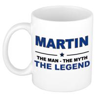 Martin cadeau mok - man myth legend - naam koffiemok / beker - wit en blauw - 300 ml