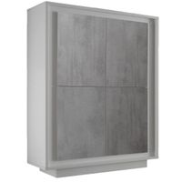 Opbergkast SKY 146 cm hoog - Wit met grijs beton - thumbnail
