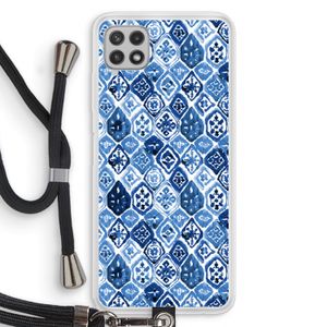 Blauw motief: Samsung Galaxy A22 4G Transparant Hoesje met koord
