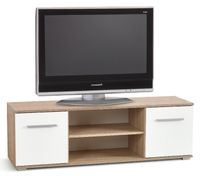 Tv-meubel Lima 137 cm breed in Sonoma eiken met hoogglans wit - thumbnail