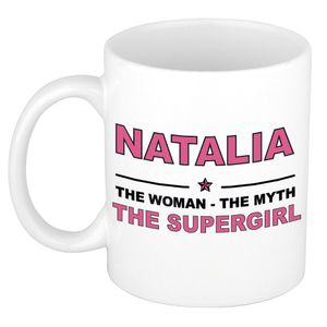 Naam cadeau mok/ beker Natalia The woman, The myth the supergirl 300 ml   -