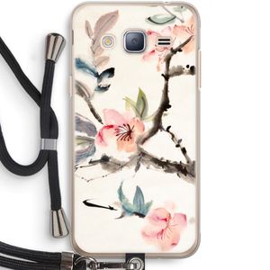 Japanse bloemen: Samsung Galaxy J3 (2016) Transparant Hoesje met koord