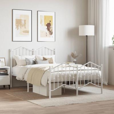 Bedframe met hoofd- en voeteneinde metaal wit 120x190 cm