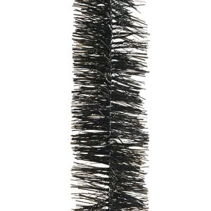 Decoris kerstslinger - zwart - 270 x 7 cm - folie/tinsel - lametta kerstboomversiering