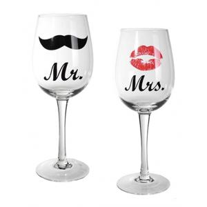 Mr & Mrs wijnglazen - 22,5 cm - 430 ml - Bruiloft cadeau - Huwelijk