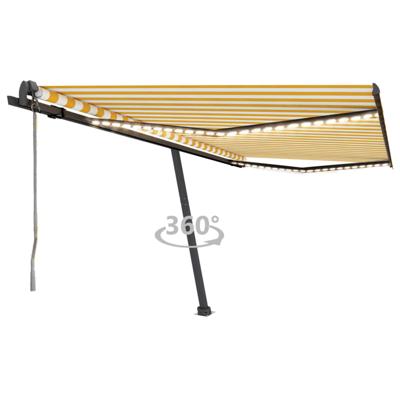 Luifel automatisch met LED en windsensor 450x350 cm geel wit