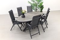 Hartman Milaan/Silva houtlook 240x115 cm. ovale tuinset - 7-delig
