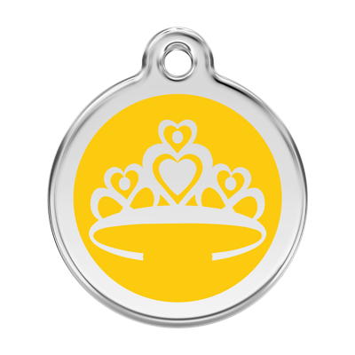 Crown Yellow roestvrijstalen hondenpenning large/groot dia. 3,8 cm - Reddingo
