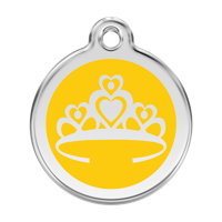 Crown Yellow roestvrijstalen hondenpenning large/groot dia. 3,8 cm - Reddingo