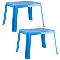 2x stuks kunststof kindertafels blauw 55 x 66 x 43 cm