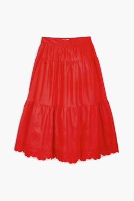 Lange rok met borduursels - RED - XL