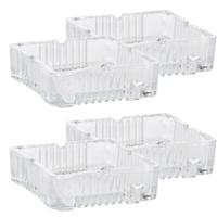 Vierkante glazen transparante asbak - Set van 8x stuks - 10 x 10 x 4 cm