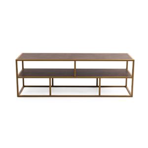 Tv-meubel 'Luuk' 150cm, kleur goud / lederlook bruin