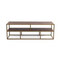 Tv-meubel 'Luuk' 150cm, kleur goud / lederlook bruin