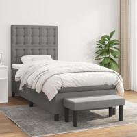Boxspring met matras stof donkergrijs 100x200 cm
