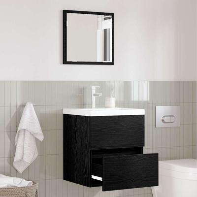 Badkamerkast Zwart Eiken 41 x 38.5 x 45 cm Bewerkt hout