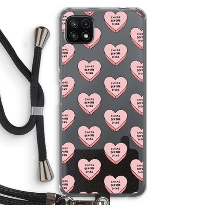 Chicks before dicks: Samsung Galaxy A22 5G Transparant Hoesje met koord