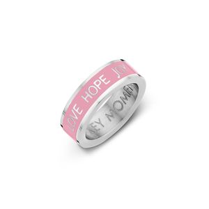 Key Moments Color 8KM R0014 56 Stalen Ring met Tekst Love Hope Joy Ringmaat 56 Zilverkleurig / Roze