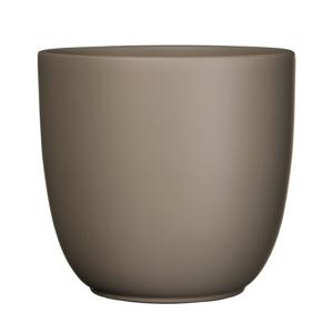 Bloempot - taupe bruin mat - H18,5 x D19,5 cm - keramiek - voor kamerplant - plantenpot