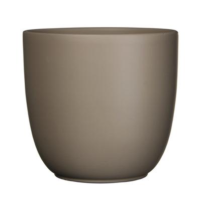 Bloempot - taupe bruin mat - H18,5 x D19,5 cm - keramiek - voor kamerplant - plantenpot