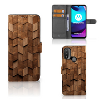 Book Style Case voor Motorola Moto E20 | E30 | E40 Wooden Cubes - thumbnail