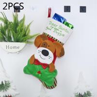 2 stuks CX20224 hond patroon kerst sok Gift Bag kerstboom hanger decoratie