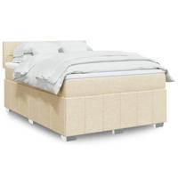 Boxspring met matras stof crèmekleurig 160x200 cm