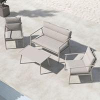 Nohr Loungeset 'Filemon' Met bank, 2 loungestoelen en tafel, kleur Beige