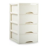 Ladeblokje/bureau organizer met 4x lades - creme wit - L18 x B25 x H33 cm - plastic