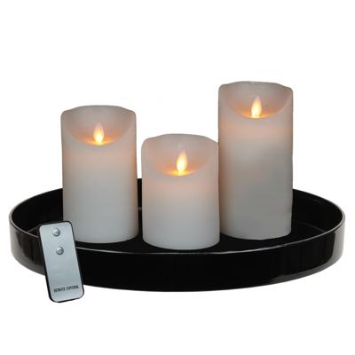 Dienblad zwart kunststof - inclusief 3 LED kaarsen wit - afstandsbediening - timerfunctie