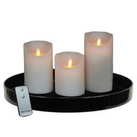 Dienblad zwart kunststof - inclusief 3 LED kaarsen wit - afstandsbediening - timerfunctie
