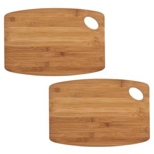 Zeller keuken snijplank - 2x - met oog - bamboe hout - rechthoekig - 34 x 23 cm