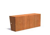 Keerwand cortenstaal recht 150x40x60cm. brede bovenrand