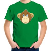 Cartoon aap t-shirt groen voor jongens en meisjes - Cartoon dieren t-shirts kinderen XL (158-164)  - - thumbnail