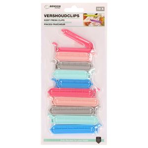 Benson Vershoudclips/vershoudknijpers - 10x - kunststof - pastel kleuren   -