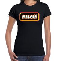 Verkleed T-shirt voor dames - Belgie - zwart - supporter - themafeest