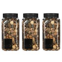 Mica decorations Decoratie stenen - 3x - bruin mix - 650 ml - hobby materialen - plantenpot vulling