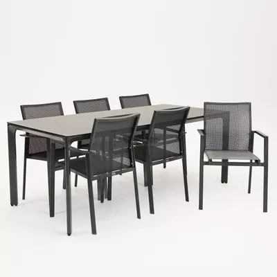 Tuinstoel Delia grijs met Carcassonne 200 x 90 cm