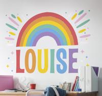 Muursticker kinderkamer zonnige regenboog met naam - thumbnail