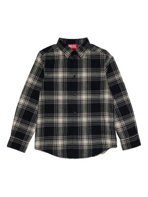 Diesel Kids chemise en coton à carreaux - Noir