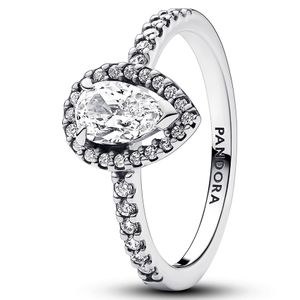 Pandora 192835C01 Ring Sparkling Pear Halo zilver-zirconia wit